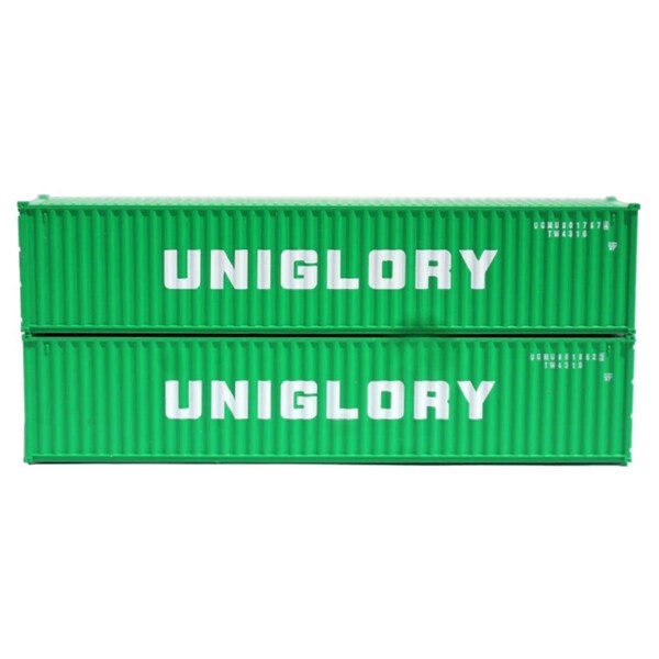 Jacksonville Terminal N Scale Uniglory 40 Containers with Magnetic System Set, Green JTC405355 - main